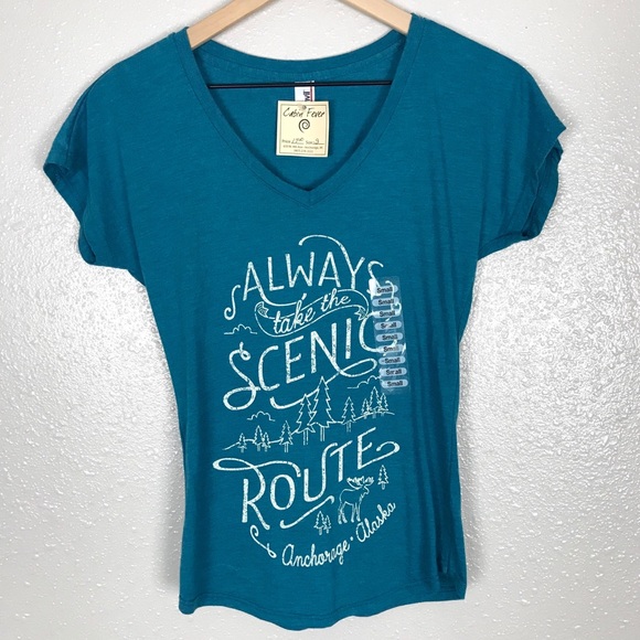 Cabin Fever Tops Anchorage Alaska Blue Graphic T Sz S Poshmark